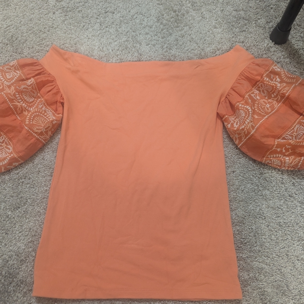 Free People Orange Off-Shoulder Blouse